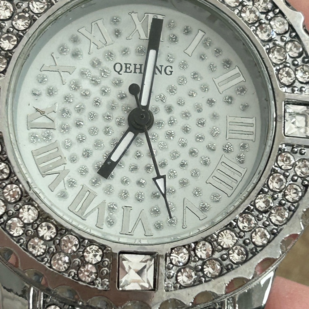 4/$50 Silver Rhinestone Watch battery operated, 8 inch